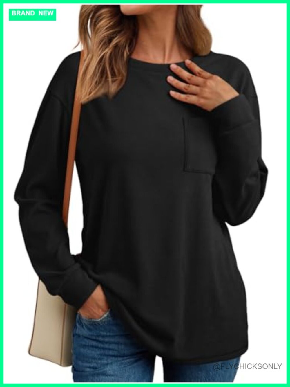 Womens Long Sleeve Crewneck Sweatshirt Pullover Loose Fit Casual Top